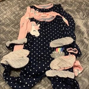 Bundle of 3 Carter’s Girl’s Onesie Pajama 4T